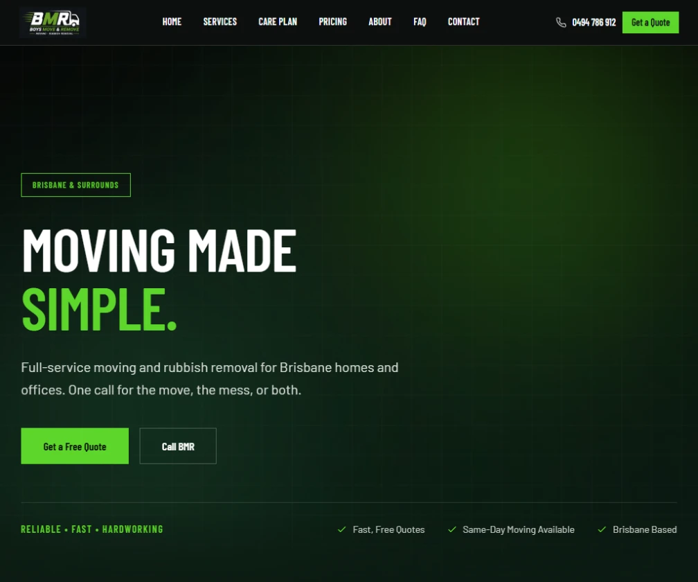 Boys Move & Remove website homepage preview