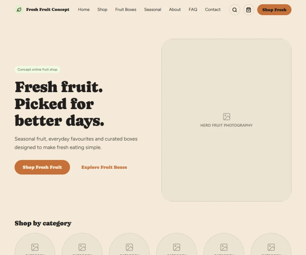 Fresh Fruit ecommerce concept homepage preview